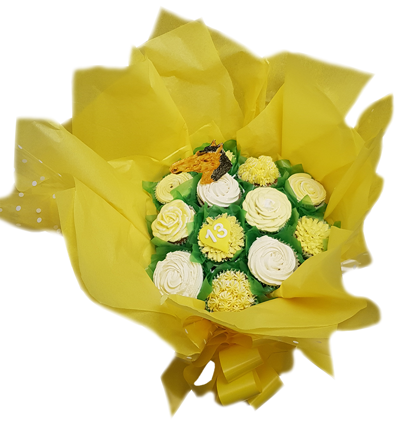 12 Piece Cupcake Bouquet (Yellow)