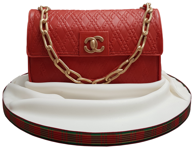 Red Chanel Handbag Cake