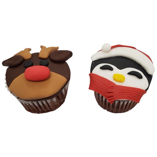 Rudolph and Penguin Cupcakes
