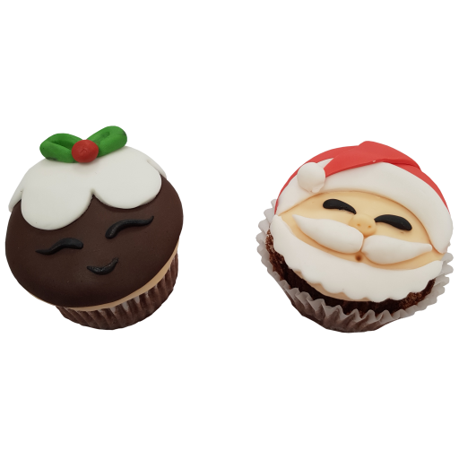 Santa and Christmas Pudding Cupcakes
