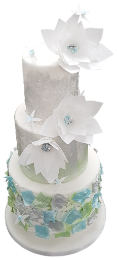 Silver Flower Wedding Cake